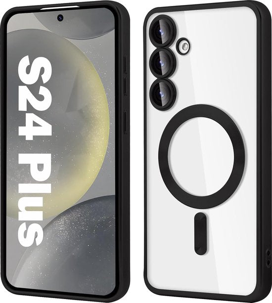 Samsung Galaxy S24 Plus Hoesjes – Magnetische Clear Siliconen Backcover – Camera Lens Protector – Zwart-Ilumina Benelux