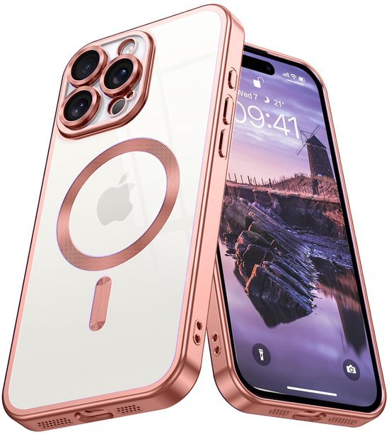 iPhone 16 Pro Max Hoesjes – MagSafe Compatible Backcover – Ingebouwde Camerabescherming – Roségoud-Ilumina Benelux