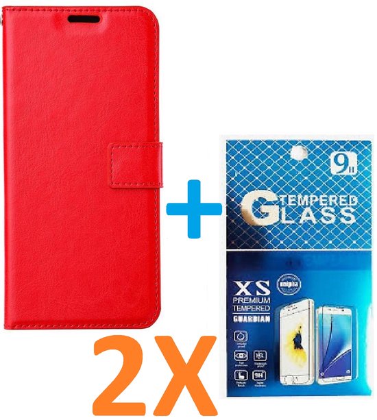 iPhone 14 Pro Max Hoesjes – Portemonnee Book Case – Pasjeshouder – 2x Screenprotector Gehard Glas – Rood-Ilumina Benelux