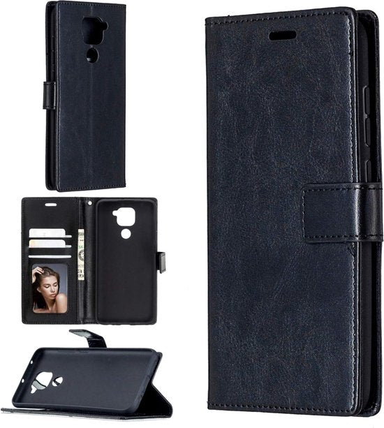 Xiaomi Redmi Note 9 Hoesjes – Portemonnee Book Case – Pasjeshouder – Magneetsluiting – Zwart-Ilumina Benelux