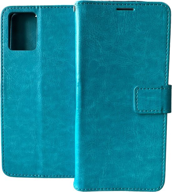Motorola Moto E13 Hoesjes – Portemonnee Bookcase – Pasjeshouder – 2x Gehard Glas – Turquoise-Ilumina Benelux