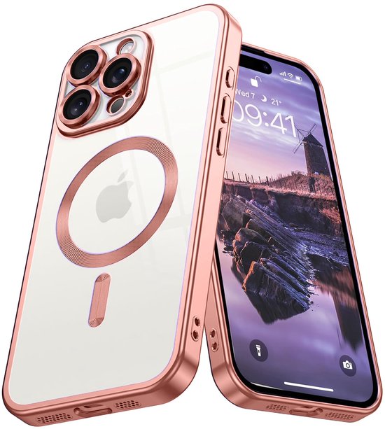 iPhone 14 Plus Hoesjes – MagSafe Compatible Backcover – Ingebouwde Camerabescherming – Roségoud-Ilumina Benelux