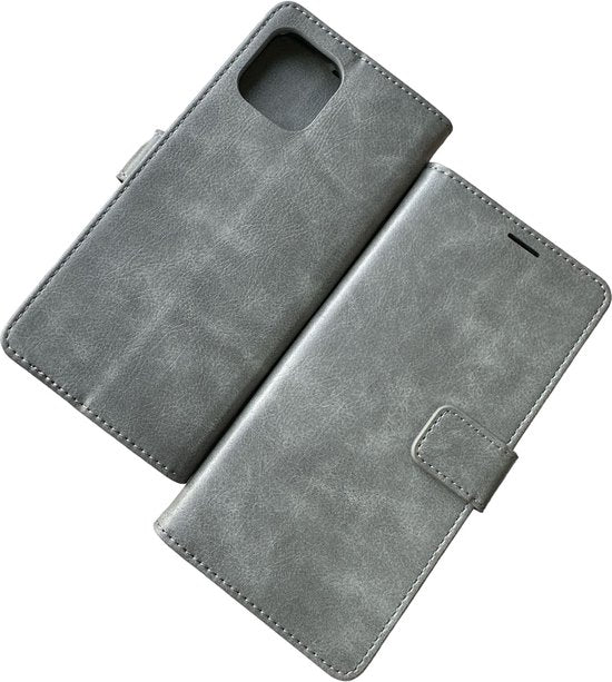 Motorola Edge 20 Lite Hoesjes – Portemonnee Book Case – Pasjeshouder – Magneetsluiting – Grijs-Ilumina Benelux