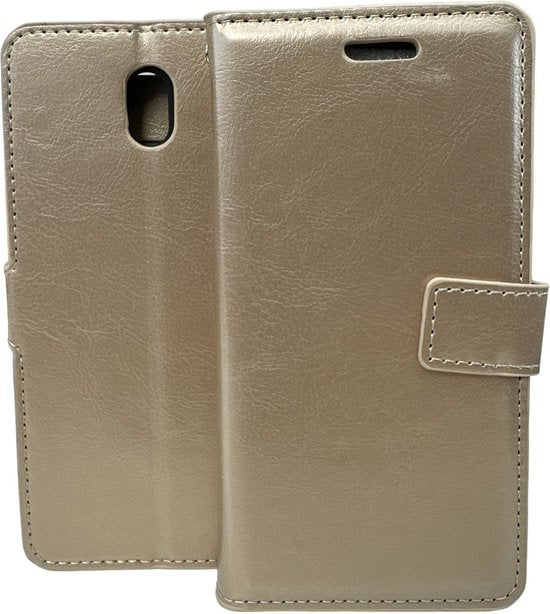 Nokia 2.2 Hoesjes – Portemonnee Book Case – Pasjeshouder – Magneetsluiting – Goud-Ilumina Benelux