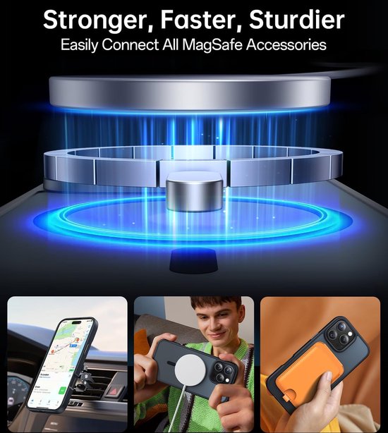 iPhone 16 Pro Hoesjes – MagSafe Backcover – Magnetische Ring – Zwart-Ilumina Benelux