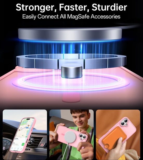iPhone 16 Plus Hoesjes – Matte Backcover met Camera Lens – MagSafe Compatibel – 2x Screenprotector – Roze-Ilumina Benelux