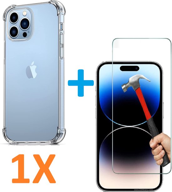 iPhone 14 Pro Hoesjes – Siliconen Backcover – Schokbestendig – Incl. Gehard Glas Screenprotector – Transparant-Ilumina Benelux