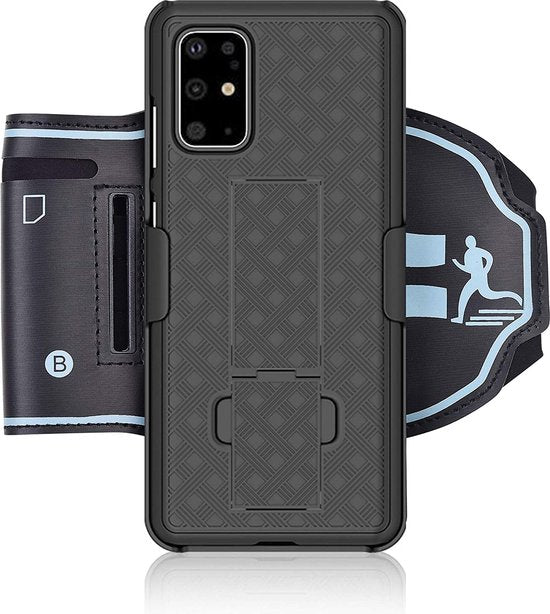 Sportarmband – Geschikt voor Samsung Galaxy S20 Plus – Hardloop Armbandhouder – Sleutelhouder – Zwart