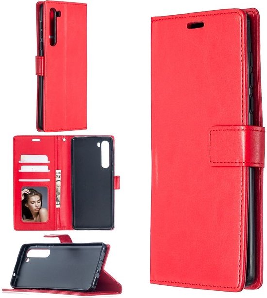 Motorola Edge Hoesjes – Portemonnee Book Case – Pasjeshouder – Magneetsluiting – Rood-Ilumina Benelux