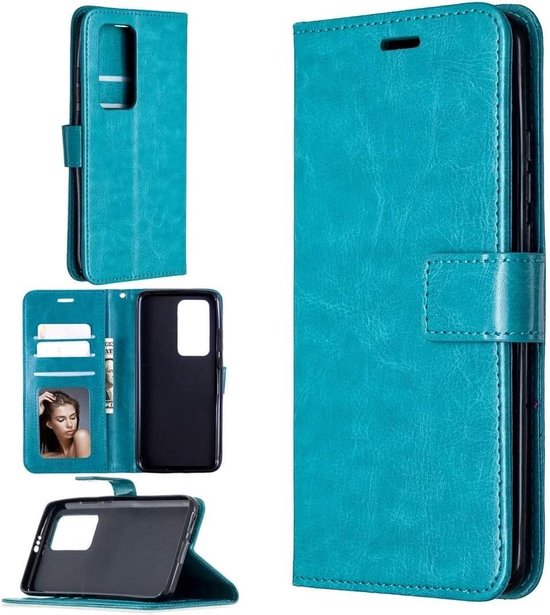 Huawei P Smart 2021 Hoesjes – Portemonnee Book Case – Pasjeshouder – Magneetsluiting – Turquoise-Ilumina Benelux