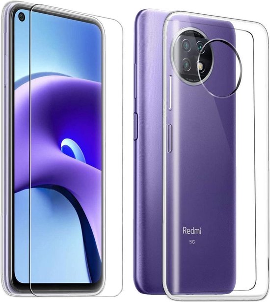 Xiaomi Redmi Note 9T Hoesjes – Transparante Siliconen Backcover – 2 Pack Screenprotector Gehard Glas – Anti Kras-Ilumina Benelux