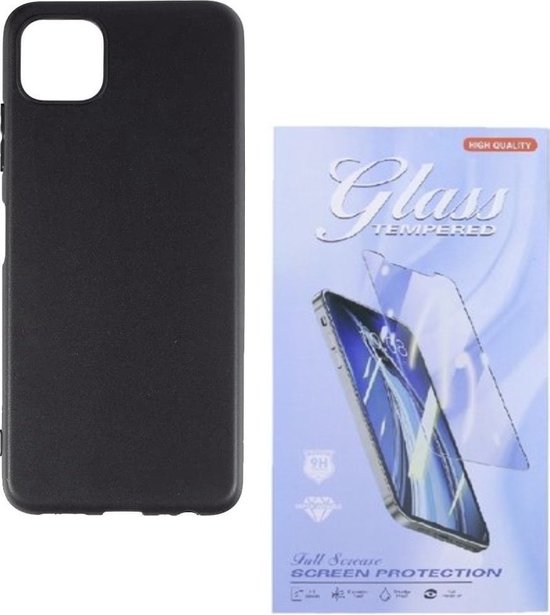 Samsung Galaxy A22 4G Hoesjes – Siliconen Backcover – Soft Touch – Inclusief 3x Screenprotector – Zwart