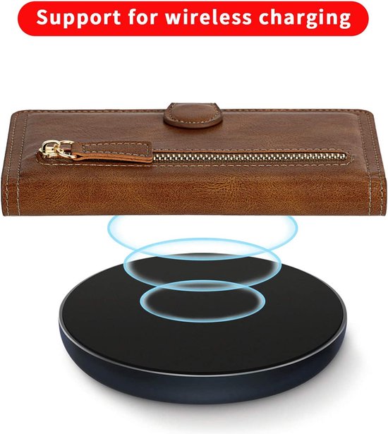 Samsung Galaxy A13 5G Hoesjes – Bookcase Portemonneehoes – Ritssluiting – 5 Pasjeshouder – Donkerbruin