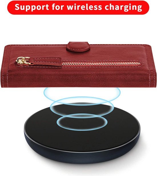 Samsung Galaxy S21 FE Hoesjes – Vintage Portemonnee Hoes – Pasjeshouder – Magneetsluiting – Rood-Ilumina Benelux