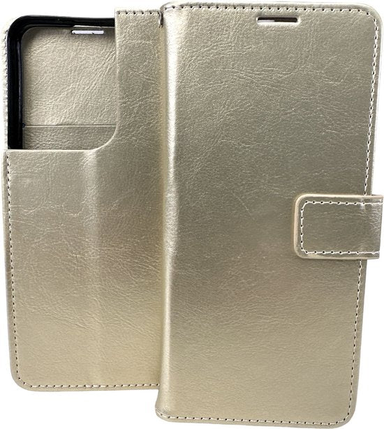 Oppo Reno 8 5G Hoesjes – Portemonnee Book Case – Magneetsluiting – 2x Gehard Glas Screenprotector – Goud-Ilumina Benelux