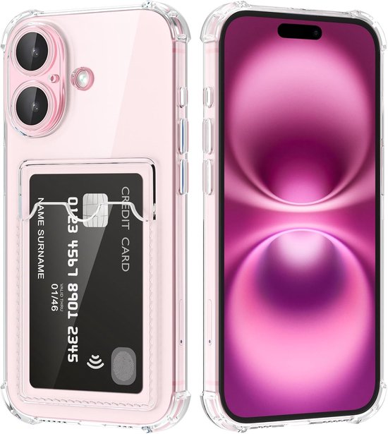 iPhone 16 Hoesjes – TPU Backcover – Schokbestendig – Pasjeshouder – Transparant-Ilumina Benelux