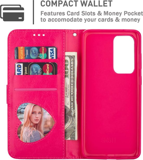 Oppo A57 5G Hoesjes – Oppo A77 5G – Glitter Portemonnee Hoes – Rits & Koord – Roze-Ilumina Benelux