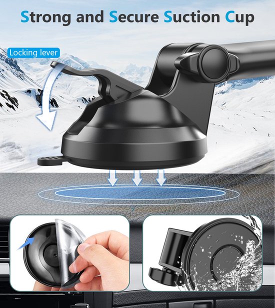 Telefoonhouder auto – Magnetisch voorruit & dashboard – 360° draaibaar – MagSafe compatibel – Ultra strong grip – Zwart-Ilumina Benelux