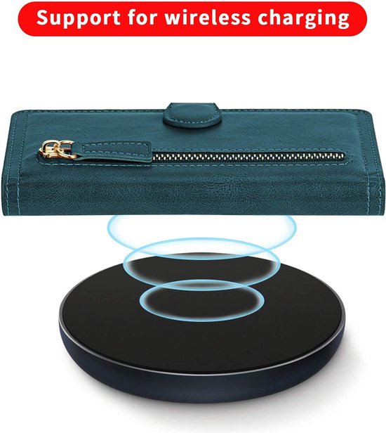 Samsung Galaxy S22 Ultra Hoesjes – Bookcase Portemonneehoes – Ritssluiting – 5 Pasjeshouder – Blauw-Ilumina Benelux