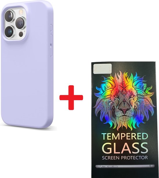 iPhone 14 Pro Max Hoesjes – Liquid Siliconen Backcover – Inclusief Screenprotector – Paars-Ilumina Benelux