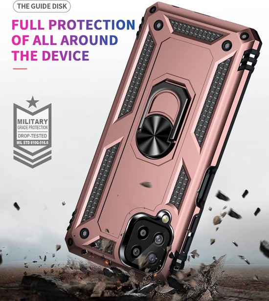 Samsung Galaxy A22 4G Hoesjes – Anti-Shock Hybride Backcover – Ringhouder – Armor Bescherming – Roségoud