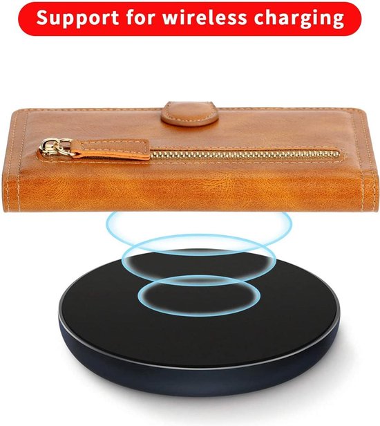 Bookcase Geschikt voor: Samsung Galaxy A52 (4G & 5G) / A52s met ritssluiting - 5 kaarten houder - LichtBruin