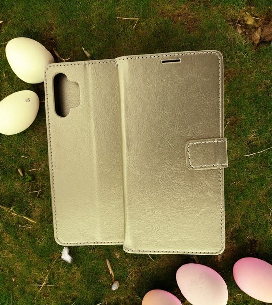 Samsung Galaxy A13 5G Hoesjes – Portemonnee Bookcase – Pasjeshouder – 2x Gehard Glas Screenprotector – Goud