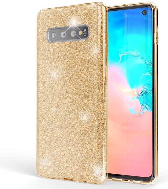 Samsung Galaxy S10 Plus Hoesjes – Siliconen TPU Backcover – Glitter BlingBling – Goud-Ilumina Benelux
