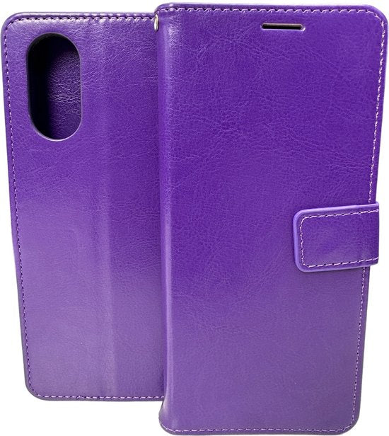 Oppo A17 Hoesjes – Portemonnee Bookcase – Pasjeshouder – Magneetsluiting – Paars-Ilumina Benelux