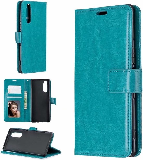 Sony Xperia 10 III Hoesjes – Portemonnee Bookcase – Pasjeshouder – 2 Pack Screenprotector Gehard Glas – Turquoise-Ilumina Benelux