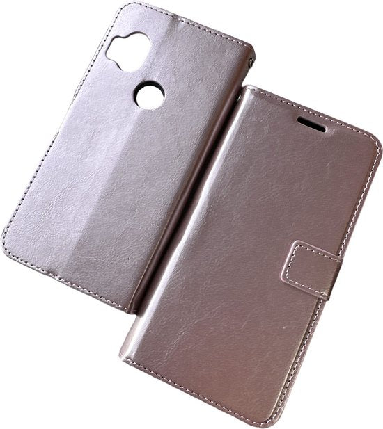 Motorola One Action Hoesjes – Portemonnee Book Case – Pasjeshouder – 2x Screenprotector – Roségoud-Ilumina Benelux