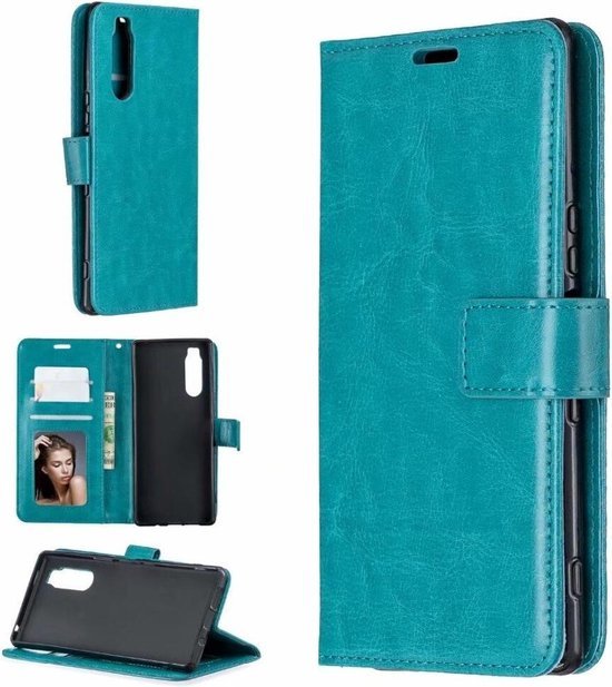 Sony Xperia 1 III Hoesjes – Portemonnee Bookcase – Pasjeshouder – 2x Screenprotector Gehard Glas – Turquoise-Ilumina Benelux