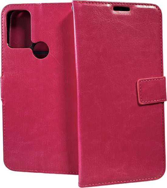 Motorola Moto G60s Hoesjes – Portemonnee Book Case – Pasjeshouder – 2x Screenprotector – Roze-Ilumina Benelux