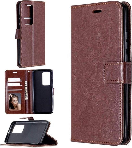 Oppo Find X3 Neo Hoesjes – Bookcase Portemonnee Hoes – Pasjeshouder – Magneetsluiting – Bruin-Ilumina Benelux