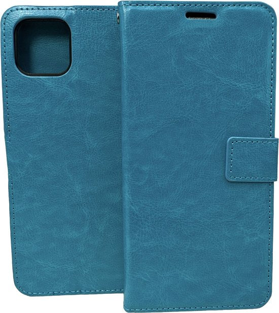 Oppo A73 5G Hoesjes – Portemonnee Bookcase – Pasjeshouder – Magneetsluiting – Turquoise-Ilumina Benelux