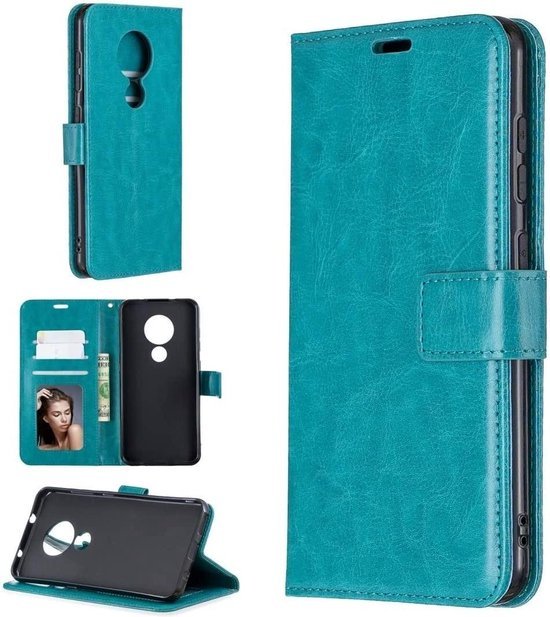 Nokia 5.3 Hoesjes – Portemonnee Book Case – Pasjeshouder – 2x Gehard Glas Screenprotector – Turquoise-Ilumina Benelux