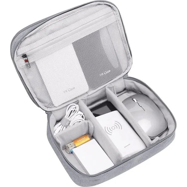 Elektronische Organizer Tas – Kabel Organizer – Accessoiretas voor Tablet, Opladers, Powerbank, Externe Harde Schijf, USB-Kabels & Geheugenkaarten – Grijs-Ilumina Benelux