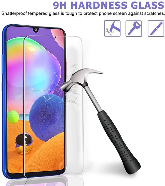 Samsung Galaxy A31 Hoesjes – Siliconen Backcover – Schokbestendig Anti-Shock – 2 Pack Screenprotector Gehard Glas – Transparant-Ilumina Benelux