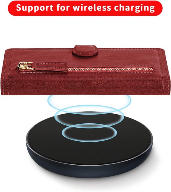 Samsung Galaxy S21 FE Hoesjes – Vintage Portemonnee Hoes – Pasjeshouder – Magneetsluiting – Rood-Ilumina Benelux