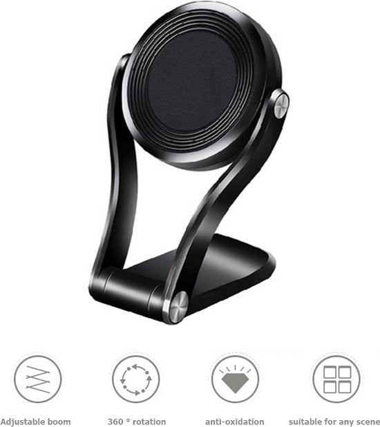 Telefoonhouder auto – Magnetisch Dashboard & Voorruit – 360° draaibaar – Sterke kleeflaag – Geschikt voor iPhone/Samsung/Huawei – Zwart-Ilumina Benelux