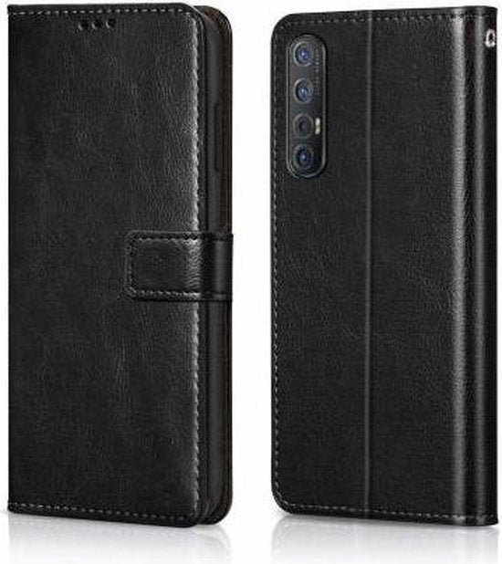Oppo Find X2 Lite Hoesjes – Portemonnee Book Case – Magneetsluiting – 2x Gehard Glas Screenprotector – Zwart-Ilumina Benelux
