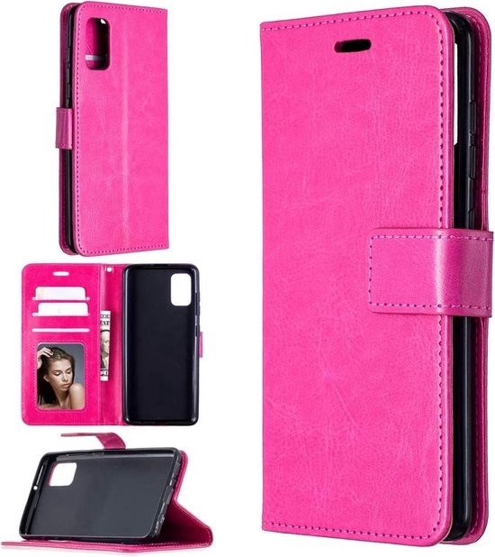 Samsung Galaxy A41 Hoesjes – Bookcase Portemonnee – Magneetsluiting – 2x Gehard Glas Screenprotector – Roze-Ilumina Benelux