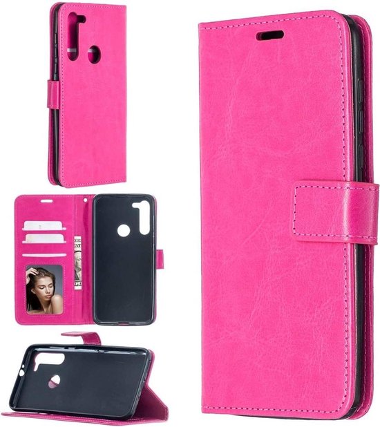 Motorola Moto One Fusion Plus Hoesjes – Portemonnee Book Case – Pasjeshouder – Magneetsluiting – Roze-Ilumina Benelux