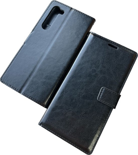 Motorola Moto Edge Plus Hoesjes – Bookcase Portemonnee Hoes – Pasjeshouder – Magneetsluiting – Zwart-Ilumina Benelux