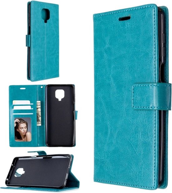 Xiaomi Redmi Note 9 Pro/9S Hoesjes – Portemonnee Book Case – Pasjeshouder – 2x Gehard Glas Screenprotector – Turquoise-Ilumina Benelux