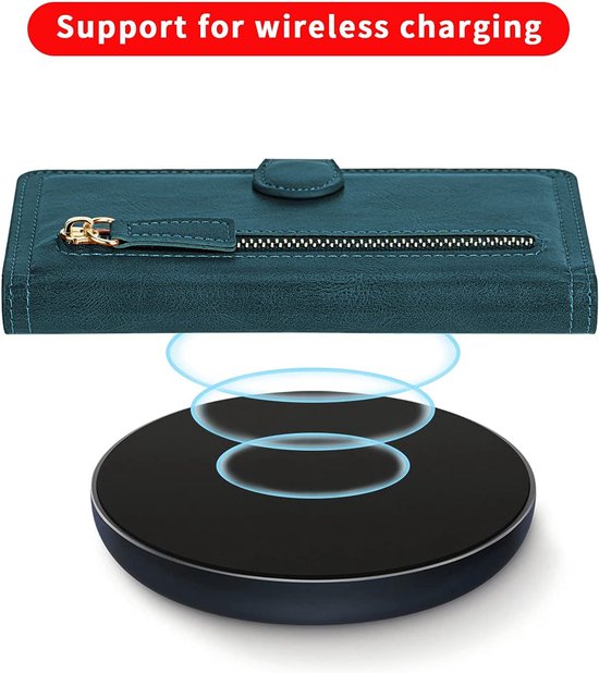 Samsung Galaxy A22 4G Hoesjes – Bookcase Portemonnee Hoes – Ritssluiting – 5 Pasjeshouder – Blauw