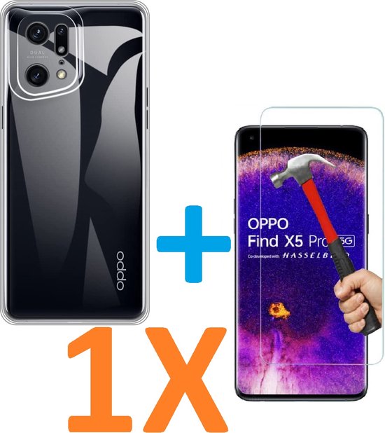 Oppo Find X5 Pro Hoesjes – Soft TPU Siliconen Backcover – Transparant – Inclusief Screenprotector – Anti-kras-Ilumina Benelux