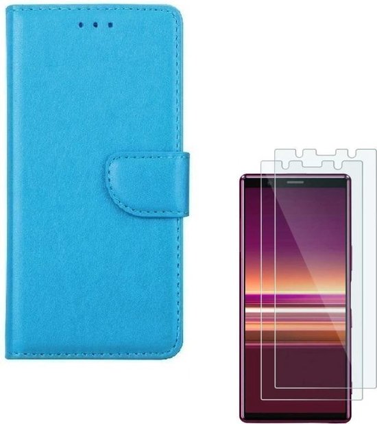 Sony Xperia 5 Hoesjes – Portemonnee Hoes – Pasjeshouder – 2x Screenprotector – Turquoise-Ilumina Benelux