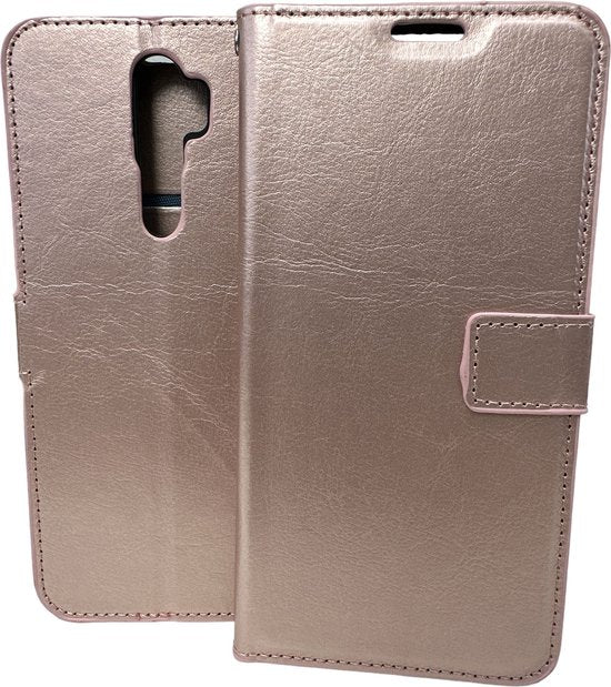 Oppo A9 2020/A5 2020 Hoesjes – Portemonnee Book Case – Pasjeshouder – 2x Gehard Glas Screenprotector – Roségoud-Ilumina Benelux