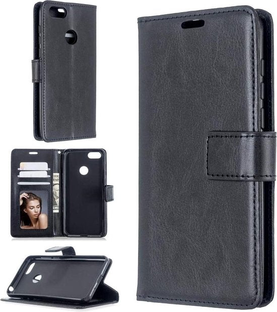 Motorola Moto E6 Play Hoesjes – Portemonnee Book Case – Pasjeshouder – Magneetsluiting – Zwart-Ilumina Benelux